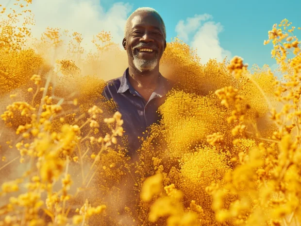 A young man smiling whilst standing in front of a van.